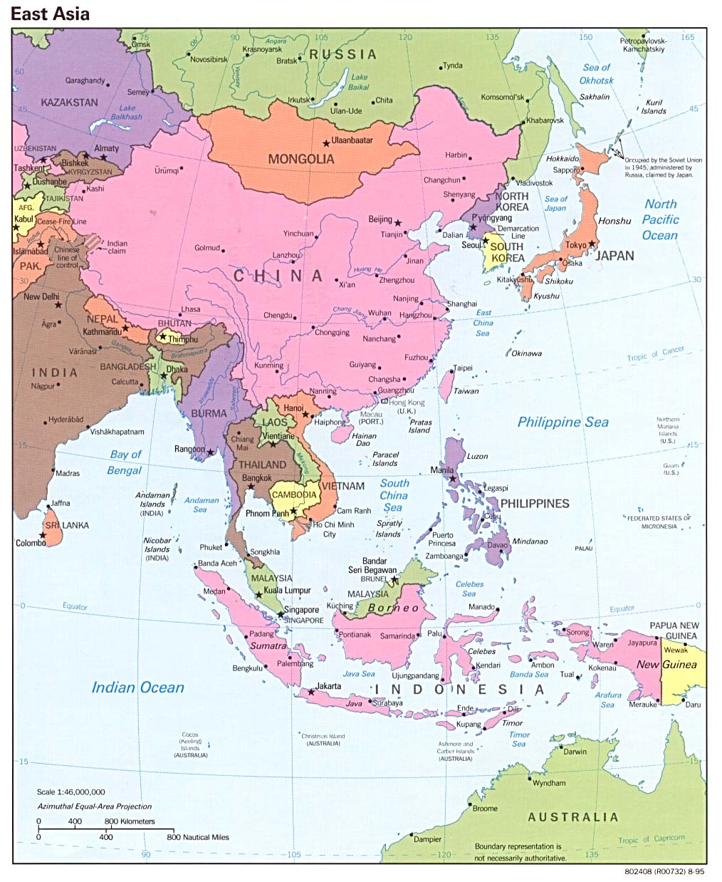 East Asia Countries Map 